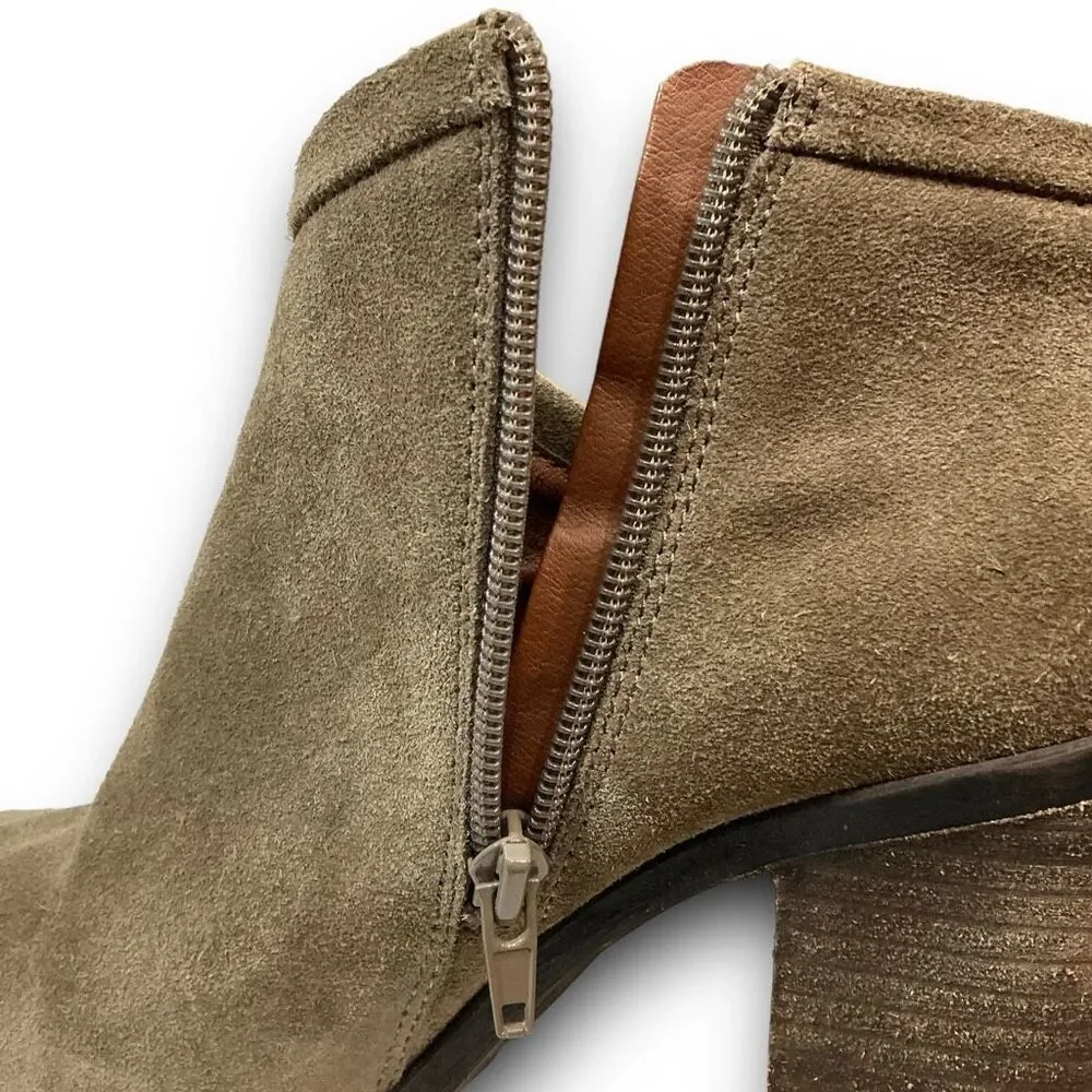 Lucky Brand LK-Salza Leather Suede Zip Up Salza Booties Ankle Boots